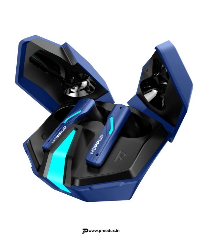 HOPPUP Xo6 Gaming Earbuds with 35MS Low Latency, RGB LED, 13MM DRIVERS & 50H PlayTime Bluetooth Headset (Cobalt Blue, True Wireless) preodux.in