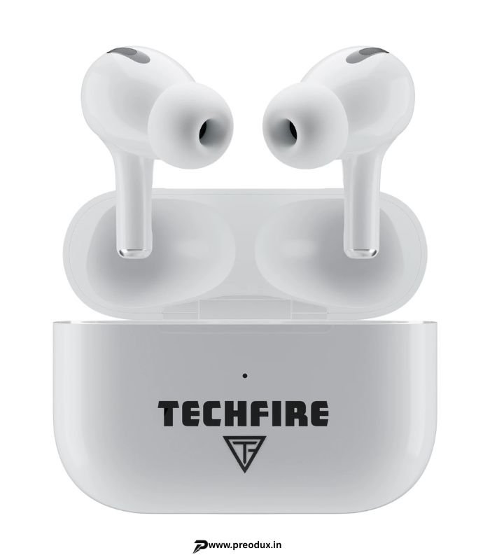 TECHFIRE BoomBuds TWS Earbuds with 100 HRS Playtime,(50ms Low Latency), Bluetooth v5.3 Bluetooth Headset (White, True Wireless) preodux.in