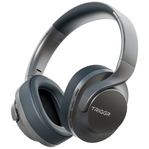 TRIGGR Punkheadz Z2 with 50H Battery, Dual Pairing, 40mm Drivers, ENC, Aux Port, v5.4 Bluetooth Headset (Graphite Grey, On the Ear) preodux.in