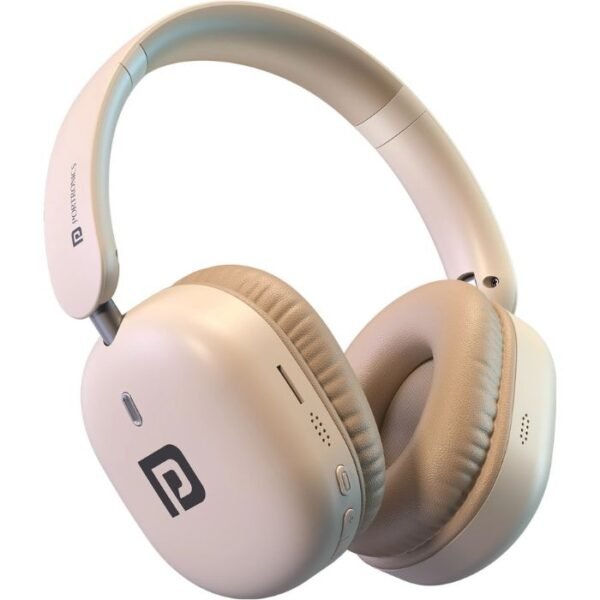 Portronics Muffs M6 Over Ear Wireless Bluetooth Headphone, 40 Hours Playtime, HD Mic Bluetooth & Wired Headset (Beige, On the Ear) preodux.in