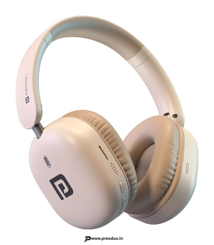 Portronics Muffs M6 Over Ear Wireless Bluetooth Headphone, 40 Hours Playtime, HD Mic Bluetooth & Wired Headset (Beige, On the Ear) preodux.in
