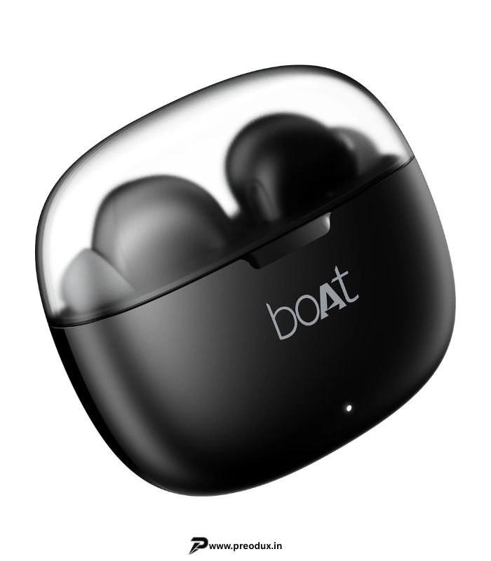 boAt Airdopes 212,Translucent Lid, 50H Battery,ENx Tech, Stream Ad Free Music via App Bluetooth Headset (Noir Black, In the Ear) preodux.in