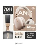 Goboult Fluid X Pro ANC Calling, 70Hrs Battery Life, Foldable design Bluetooth & Wired Headset (Pro Beige, On the Ear) preodux.in