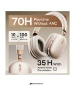 Goboult Fluid X Pro ANC Calling, 70Hrs Battery Life, Foldable design Bluetooth & Wired Headset (Pro Beige, On the Ear) preodux.in
