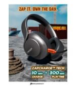 TRIGGR Punkheadz Z2 with 50H Battery, Dual Pairing, 40mm Drivers, ENC, Aux Port, v5.4 Bluetooth Headset (Graphite Grey, On the Ear) preodux.in