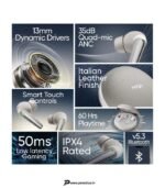 Mivi DuoPods Solo TWS New Launch, 35dB ANC, 60H, Rich Bass, 50ms Gaming Mode, BT v5.3 Bluetooth Headset (Dune White, True Wireless) preodux.in