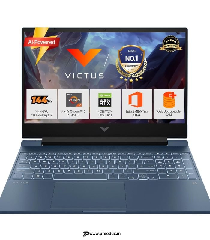 HP Victus Gaming Laptop, AMD Ryzen 7 7445HS, RTX 3050 6GB, 16GB DDR5, 512GB SSD, 15.6 144Hz FHD preodux.in
