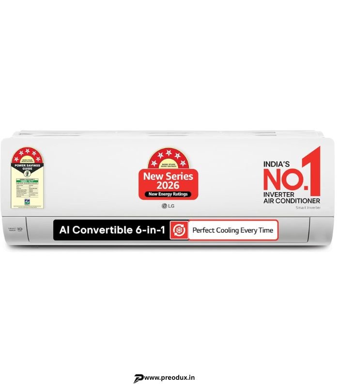 LG 1.5 Ton 5-Star AI Convertible 6-in-1 Smart Inverter Split AC (Copper Condenser, White) preodux.in