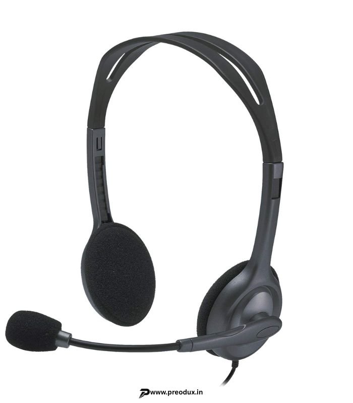 Logitech H111 Wired On-Ear Stereo Headphones with Mic (Black) preodux.in