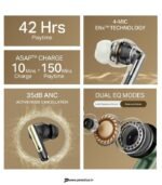 boAt Airdopes 141 Elite (2025) Bluetooth Earphones with 35dB ANC, Quad Mic ENx, Fast Charge & 42-Hour Battery preodux.in