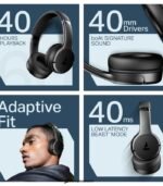 boAt Rockerz 411 Wireless Over-Ear Headphones, 40H Playtime, ENx Tech (Active Black) preodux.in
