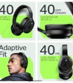 boAt Rockerz 421 Wireless Over-Ear Headphones, 60H Battery, ENx Mic (Black Sabre) preodux.in