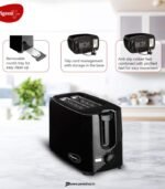 Pigeon 2-Slice Auto Pop-Up Bread Toaster 750W (Black) preodux.in