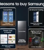 Samsung 256L 3-Star Convertible Frost Free Double Door Refrigerator (Black DOI) preodux.in