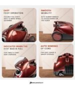 Eureka Forbes Quick Clean DX 1200W Vacuum Cleaner with Reusable Dust Bags (Red) preodux.in