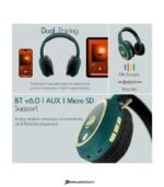 ZEBRONICS Zeb-Thunder, True 60Hr Backup, BT v6.0, Gaming Mode, ENC, AUX, mSD, Dual Pairing Bluetooth & Wired Headset (Teal Green, On the Ear) preodux.in