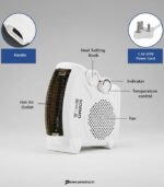 Amazon Brand - Solimo 2000W Portable Room Heater with Adjustable Thermostat (White) preodux.in